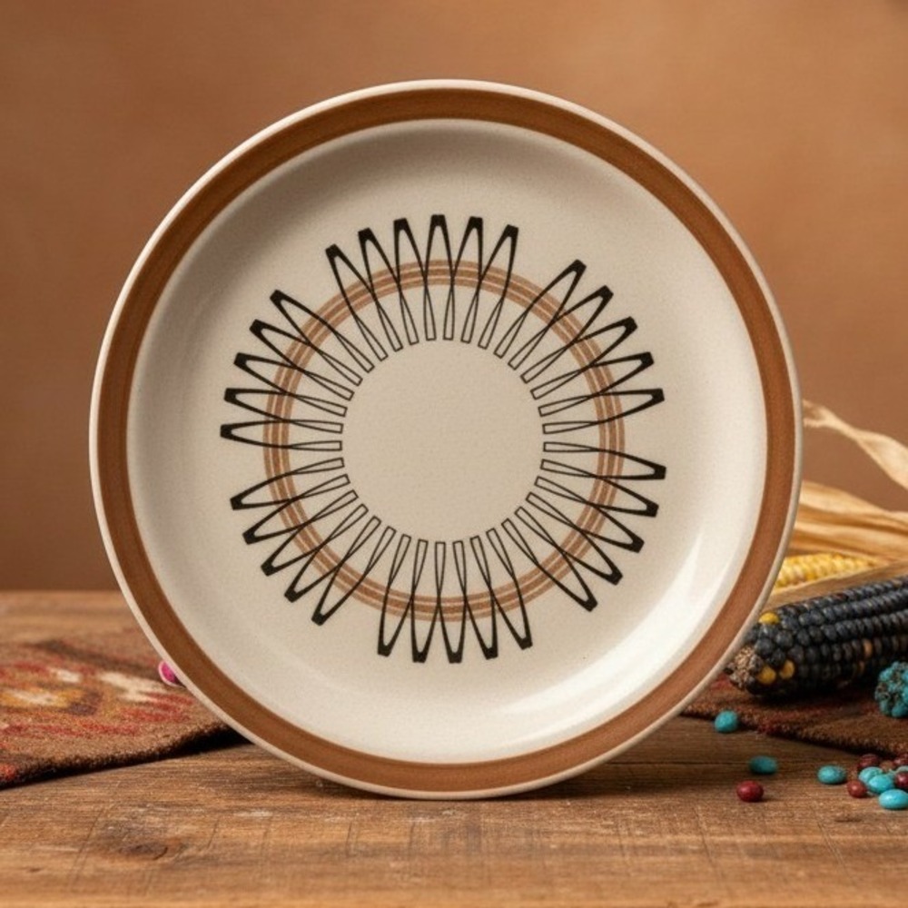 Jamestown China Southwest Luncheon Plate Brown Aztec Mod